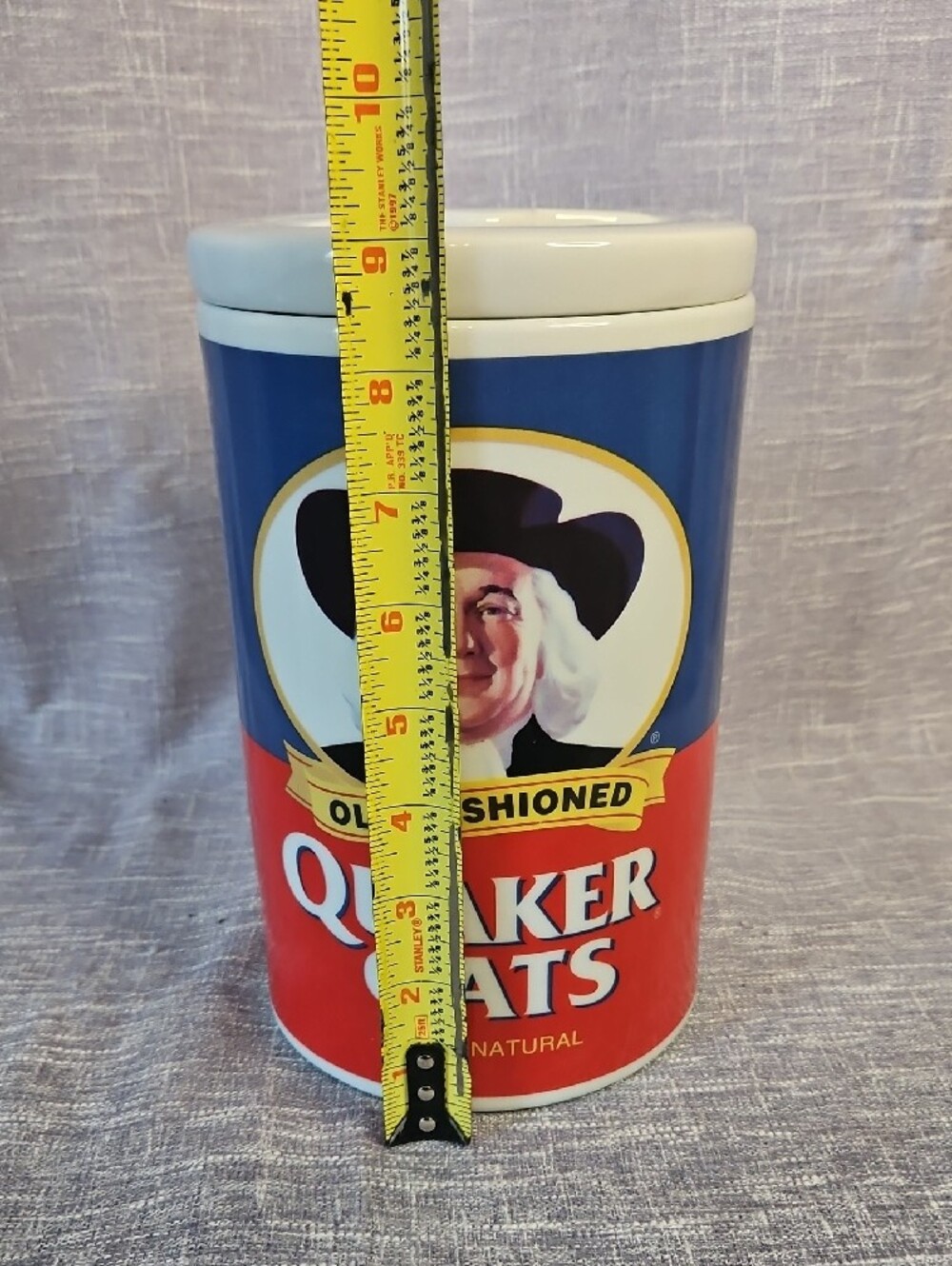 1997 Quaker Oats 120th Anniversary Ceramic Cookie Jar Canister w/ Lid - Picture 10 of 12